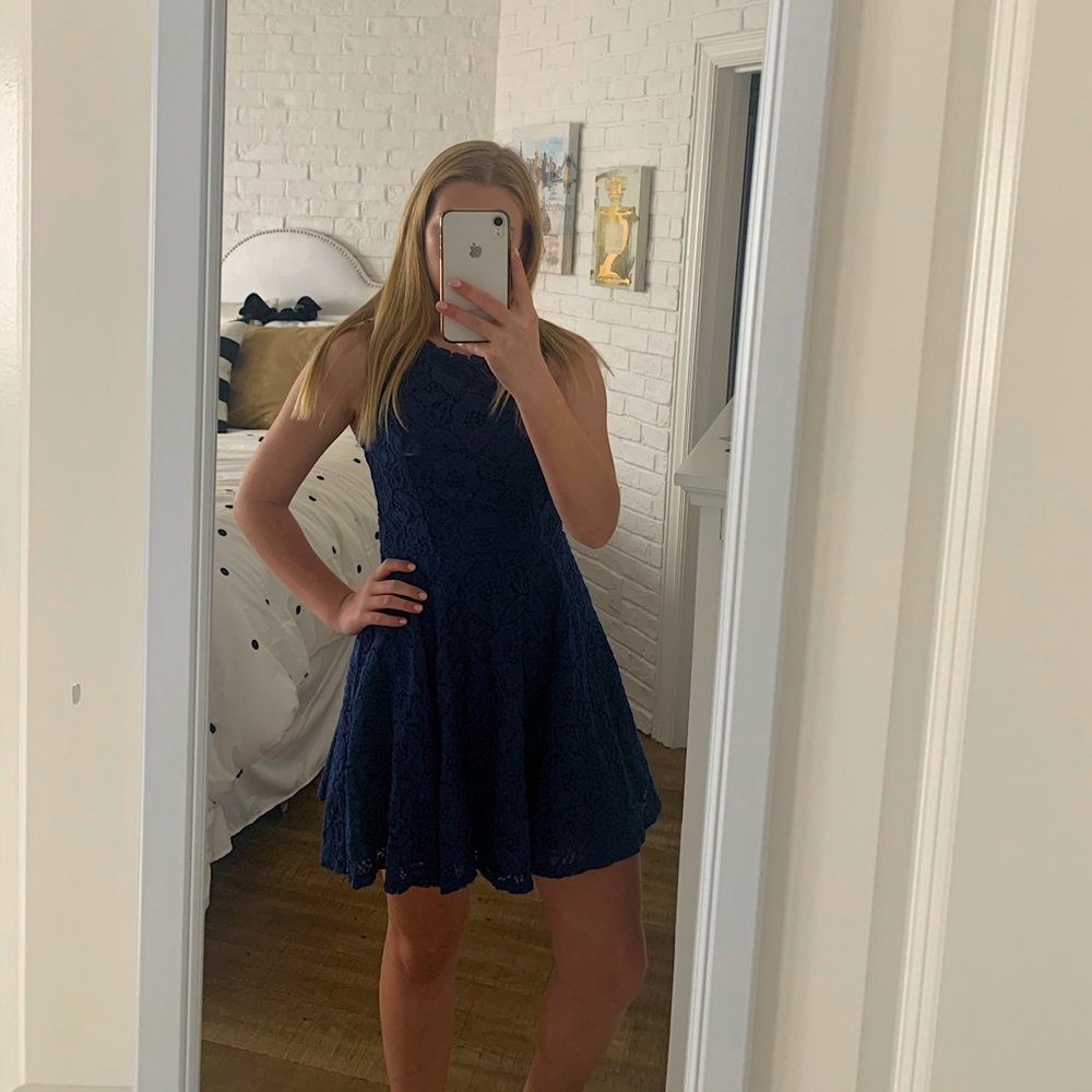 EUC City Studio Navy Lace Dress (womens size 5)